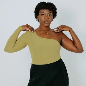 Klassy Network One Shoulder Long Sleeve Bodysuit - size M - NWT